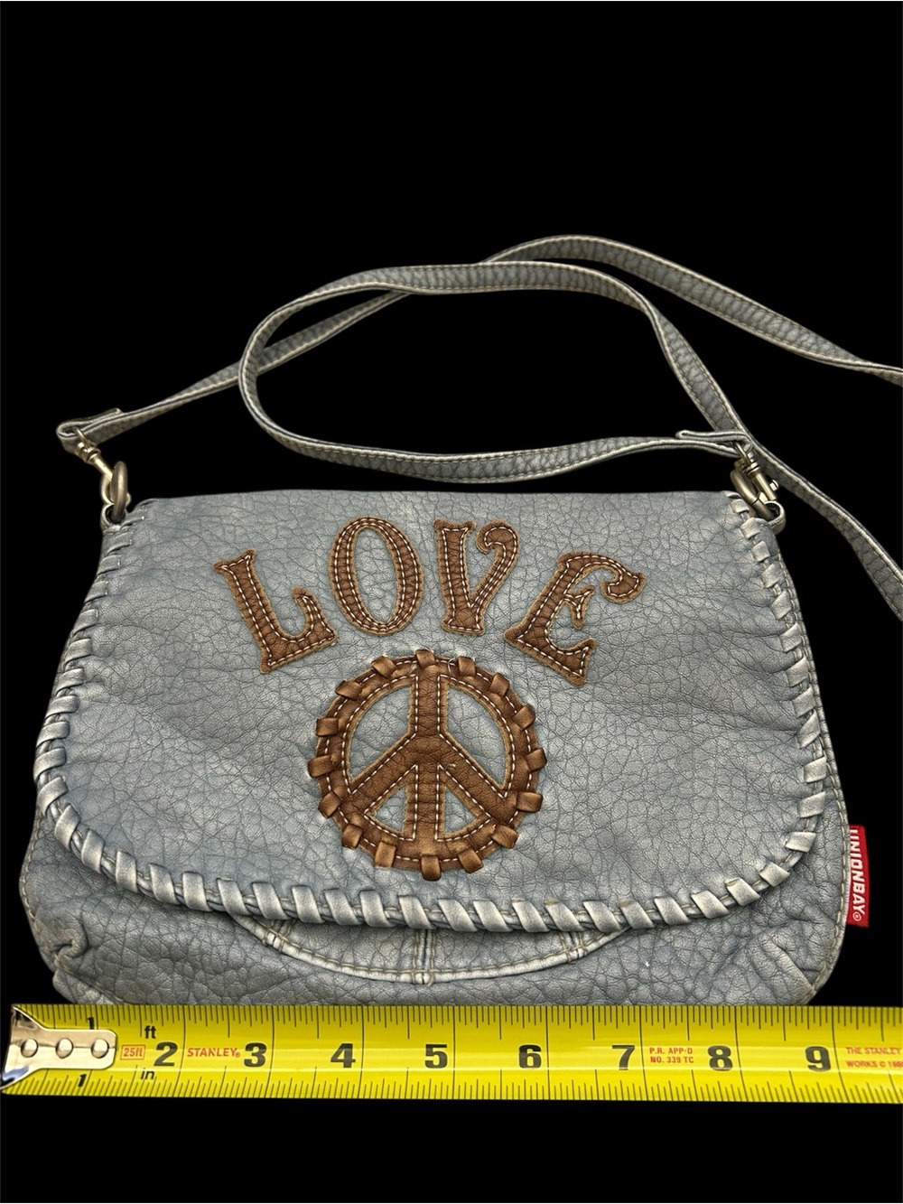 UNIONBAY light blue Crossbody with Brown LOVE Appliqué